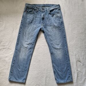 Levi's 505 Blue Relaxed Fit Men's Jeans with Vintage Wash straight leg 36x29